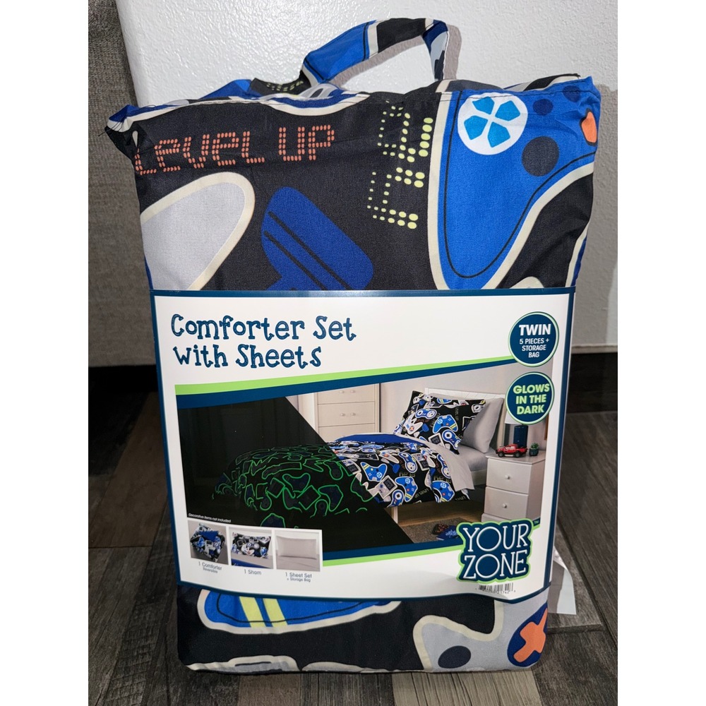 Twin comforter set with sheets 5 piece boys